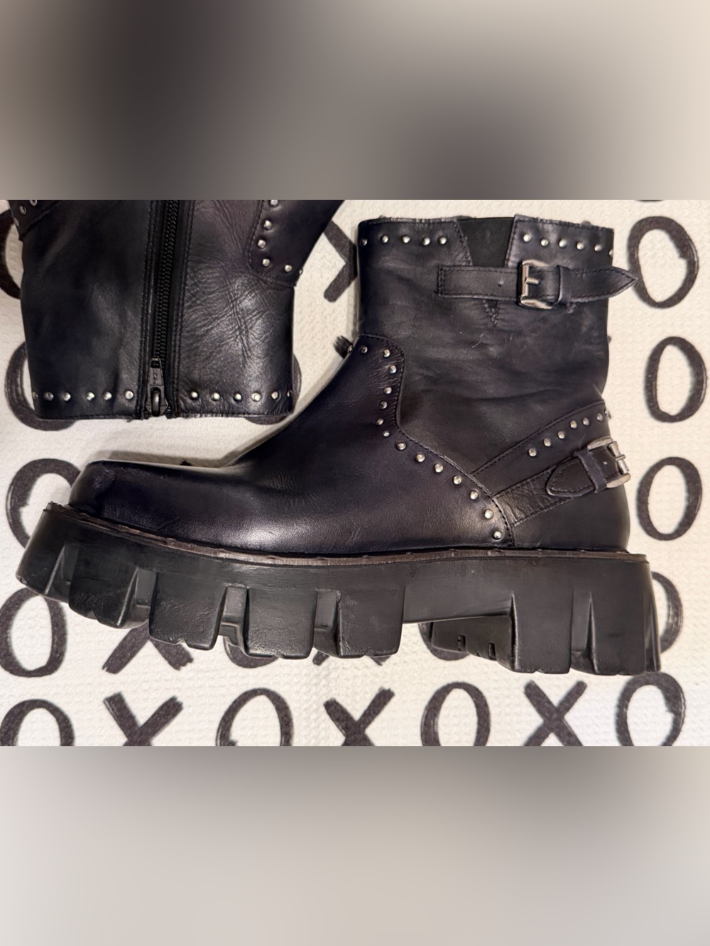 Free People Black Studded Ludwig Combat Boots - Picture 2 of 11